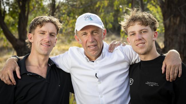 Scott Harris and his sons Sam, 22, and Luke, 19, at their Acton Park home. Picture: Chris Kidd