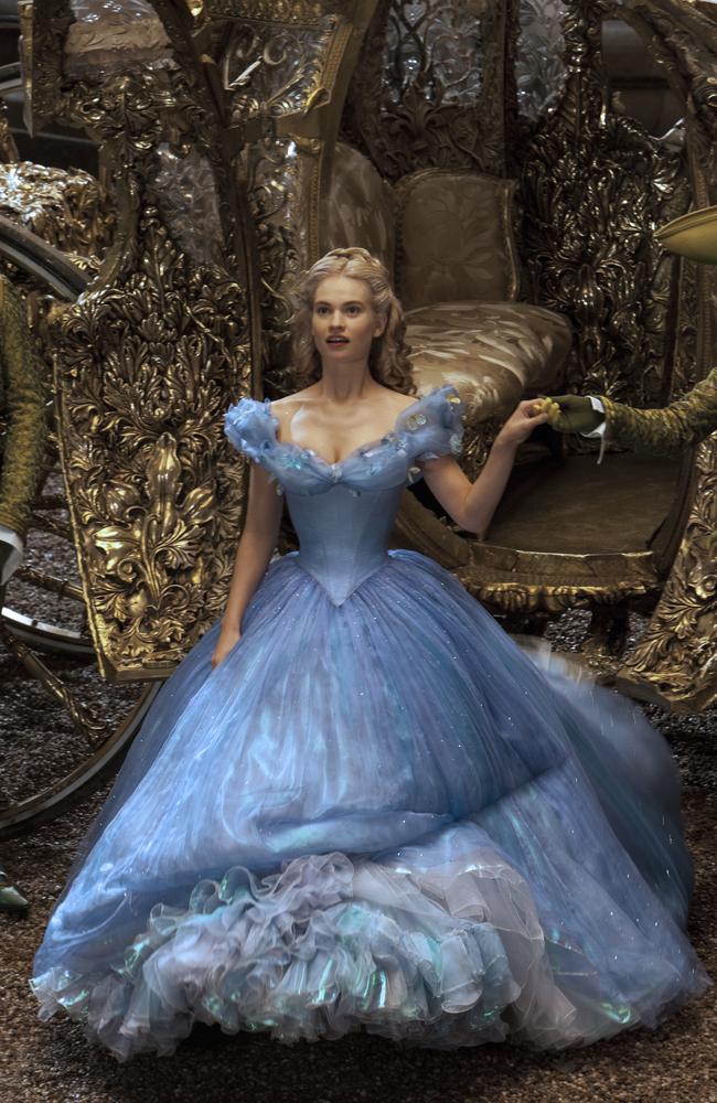 Princess ... Lily James goes into the blue as Cinderella.