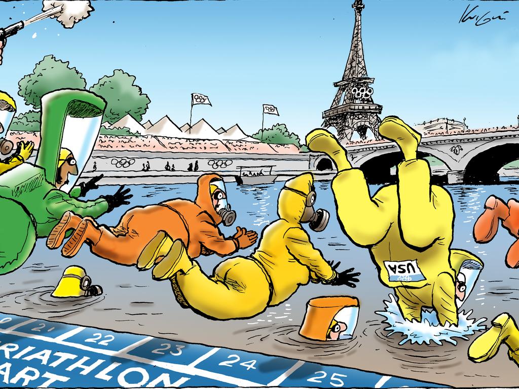 Mark Knight cartoon for Paris Olympics triathlon