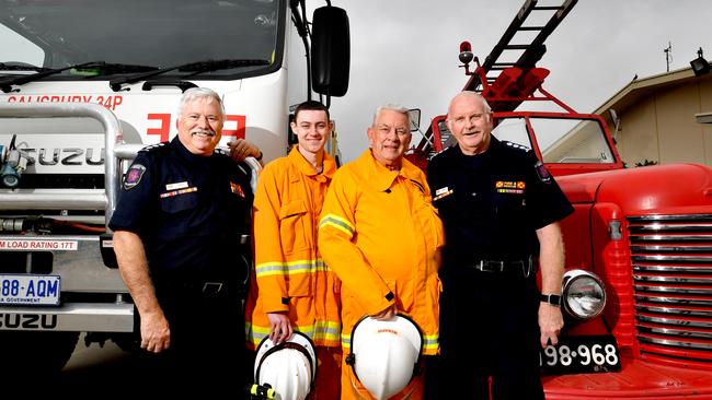 President Robert Styling, Bradley Coulter, Brian Menadue and vice-president Ken Potter pictured outside the Salisbury CFS. Picture: AAP Image/Sam Wundke