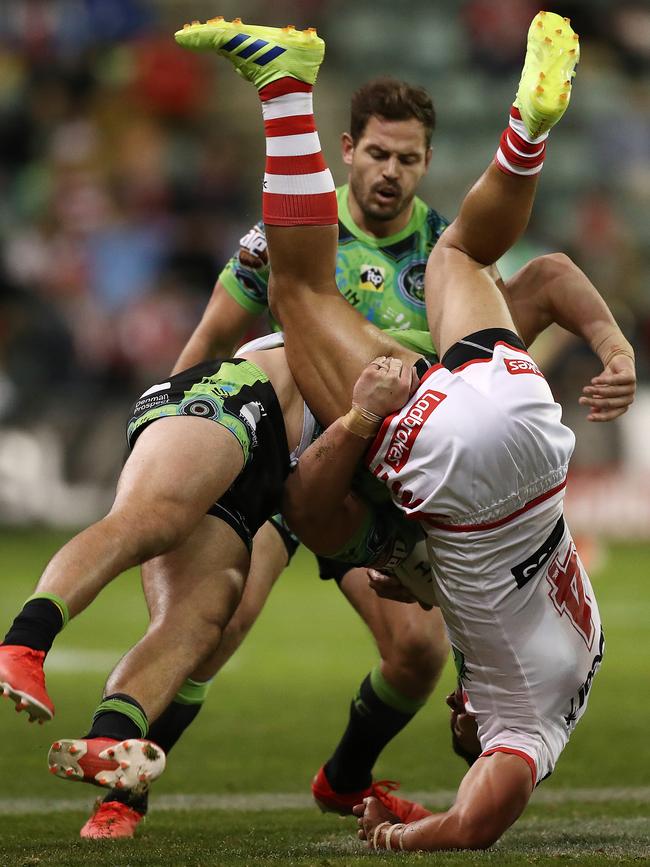 Nick Cotric was sent off for his tackle on Tim Lafai. picture: Getty Images