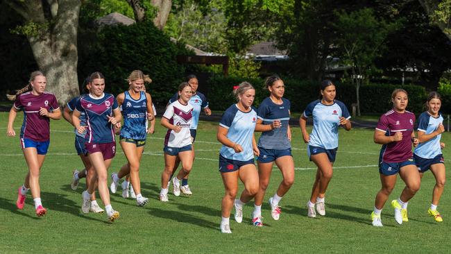 Savannah Roberts-Hickling and fellow players training in New Zealand.