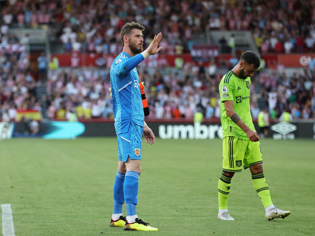 David De Gea of Manchester United acknowledges fans following the defeat in the Premier League. Picture: Catherine Ivill