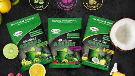 Morlife’s Alkalising Greens product range.