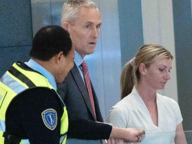 Jamie Kah (right) leaves a hearing on the white powder matter in Melbourne in November. Picture: Tony Gough
