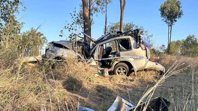 A driver has escaped serious injury after the vehicle he was travelling it struck a tree at Valkyrie. Pictures: Heidi Petith and Mitch Bourke