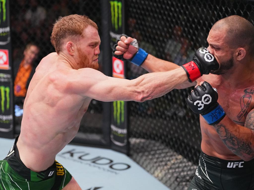 Australian Jack Della Maddalena (L) is back in action this weekend. Picture: Jeff Bottari/Zuffa LLC/Getty Images