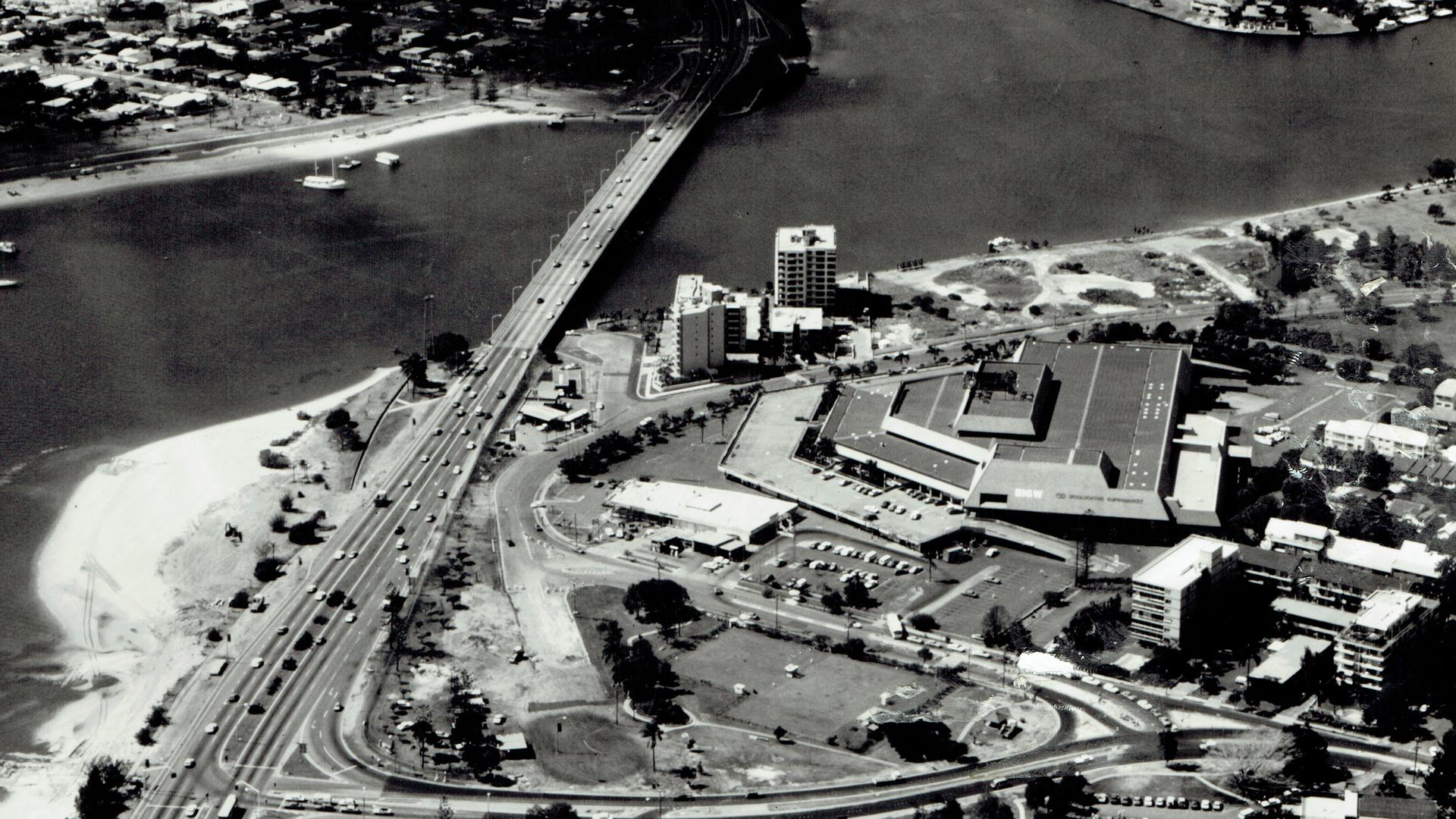 Gold Coast History - Aerials: Sundale Shopping Centre and bridge.