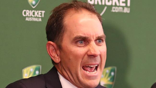 MELBOURNE, AUSTRALIA - MAY 03:  Justin Langer, coach of Australia speaks to the media during a press conference on May 3, 2018 in Melbourne, Australia. Langer has been appointed the Team Head Coach of the Australian men's cricket team, replacing Darren Lehmann who resigned in the wake of the ball tampering scandal.  (Photo by Scott Barbour/Getty Images)