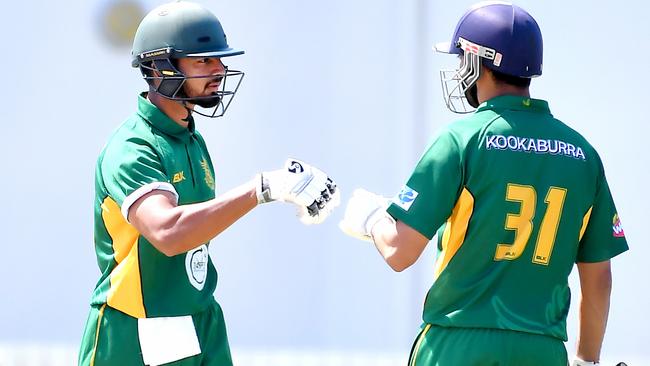 Wynnum Manly batsmen Sukhveer Singh and Zaki Abro. Picture, John Gass