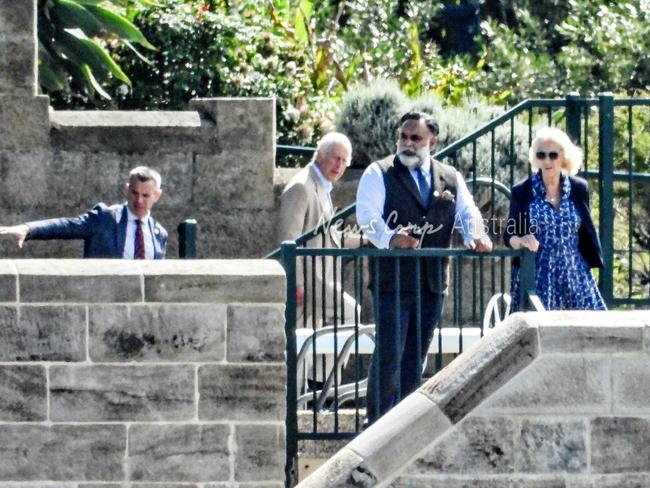 King Charles and Queen Camilla go for a walk at Admiralty House. Picture: Julian Andrews