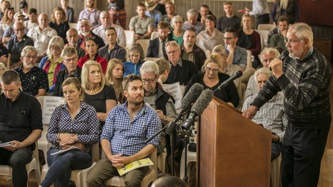 Emotions ran high at the Bothwell Town Hall meeting on the Lake Malbena plan. Picture: EDDIE SAFARIK