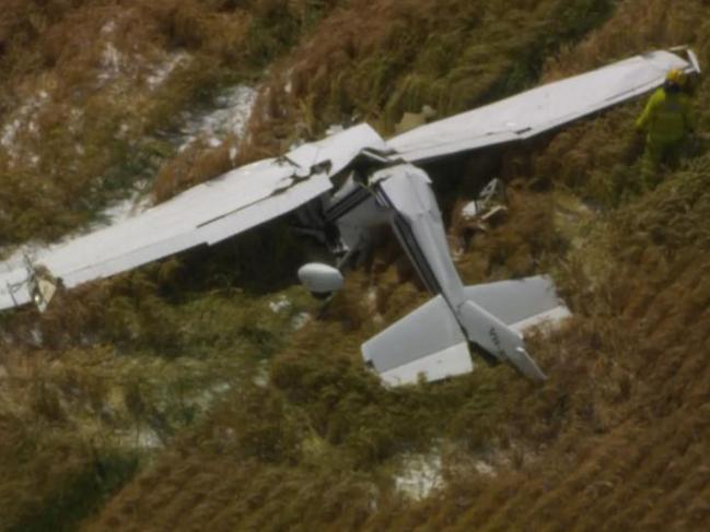 Small plane crashes in airfield in Parwan, near Bacchus Marsh, in Melbourne. Picture: 7News