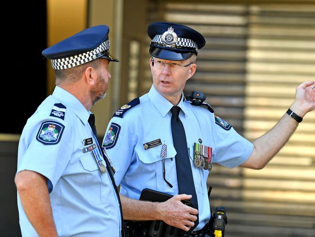 Mourners at the memorial service with full police honours for constables Rachel McCrow and Matthew Arnold at Brisbane Entertainment Centre. Picture: John Gass/NCA NewsWire