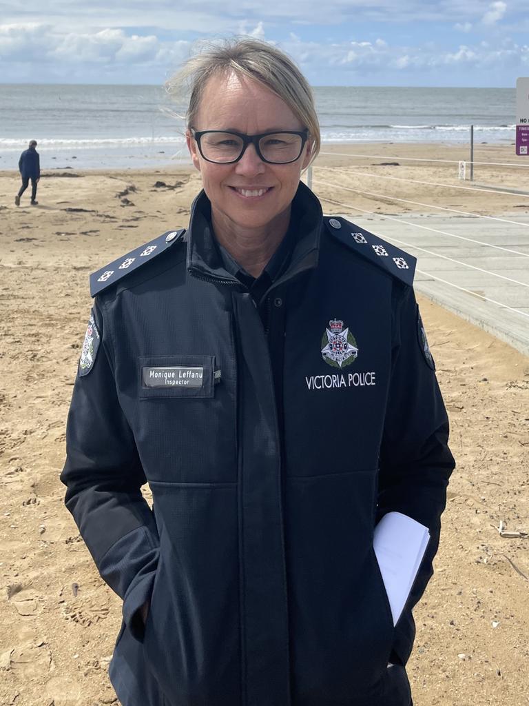 Surf Coast local area commander Inspector Monique Leffanue is warning schoolies to be behave safely and responsibly during their celebrations. Picture: Chelsea Bunting