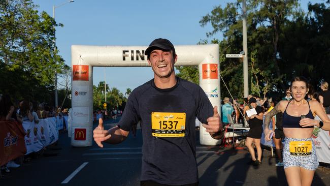 Will Grundy crosses the finish line at the 2025 edition of the annual NT City2Surf, Sunday, June 1. Picture: Pema Tamang Pakhrin