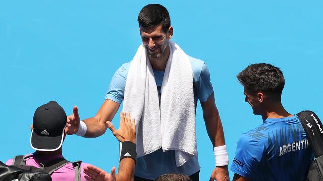 Novak Djokovic at a practise session ahead of the 2023 Australian Open. Picture: Getty Images