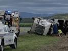 A driver has suffered life threatening injuries after a truck rolled pinning him underneath at 1.20pm on Gunyarra Rd at Andromache. Photo: Krystal Hender