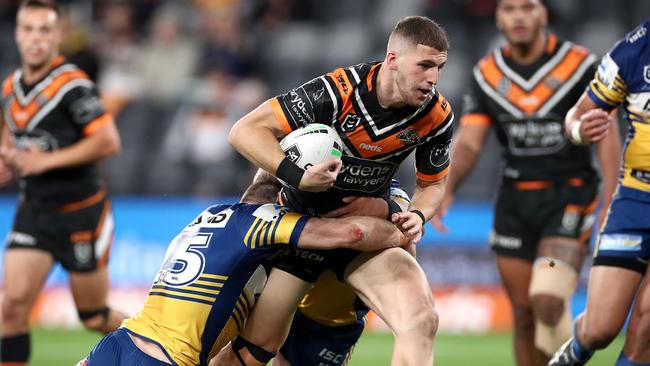 Adam Doueihi impressed Tigers coach Michael Maguire with his stint at five-eighth. Picture: Getty Images