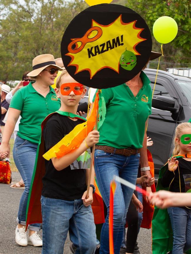 Students make their way along the parade at the 2023 Gayndah Orange Festival.