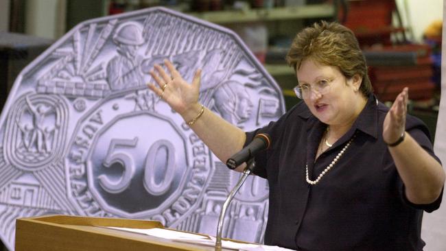 Senator Amanda Vanstone announces the minting of a commemorative coin for volunteers in 2002. Picture: File.