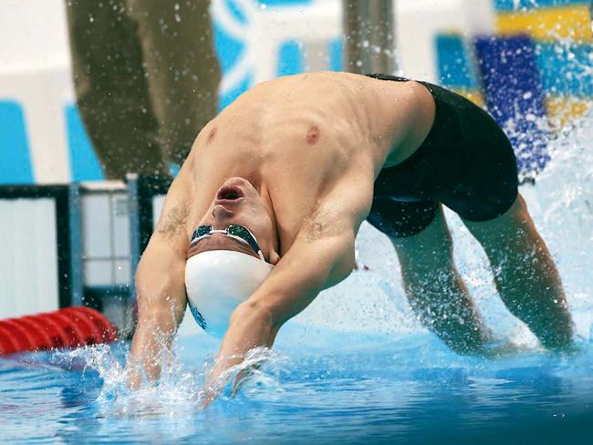 TWAM-20160806 embargo for TWAM 6 AUG 2016 London Olympics 2012 - Swimming Day 6 - Men's 200m Backstroke Final. Australia's Mitch Larkin. Pic ; Phil Hillyard