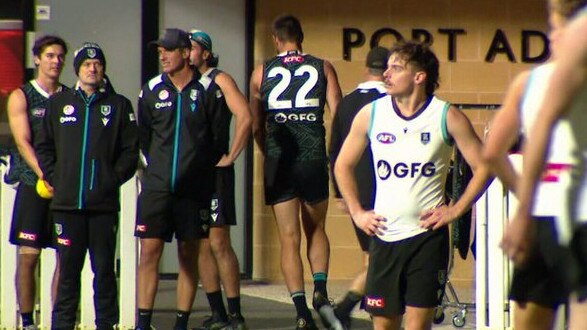 Charlie Dixon walks off at Port Adelaide training.