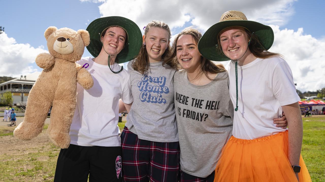 Harristown SHS team members (from left) Emily Hyne, Ashlea Gray, Jaina Fisher and Ashlee Parravicini at Relay for Life at Toowoomba Showgrounds, Saturday, September 10, 2022. Picture: Kevin Farmer