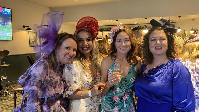 Alecia Hennessy, Michelle Swan, Kaniki Singh and Sarah Tame enjoying a Melbourne Cup event at The Prince of Merewether. Pic: Amy Ziniak