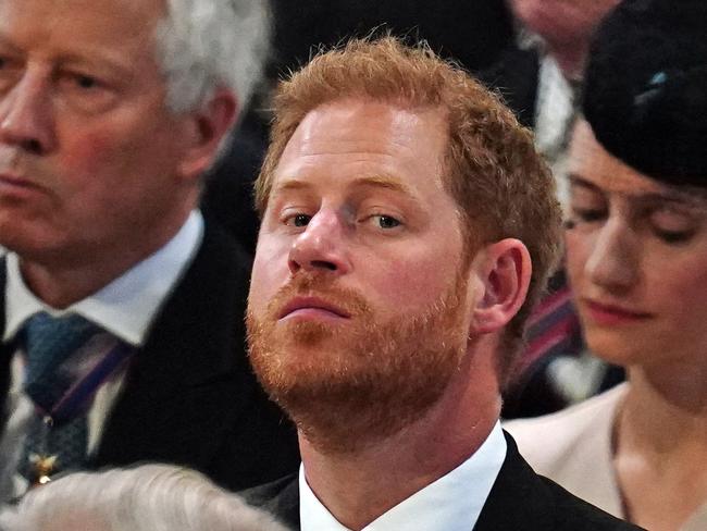 Prince Harry during a rare public appearance at the Queen’s Jubilee celebrations. Picture: AFP