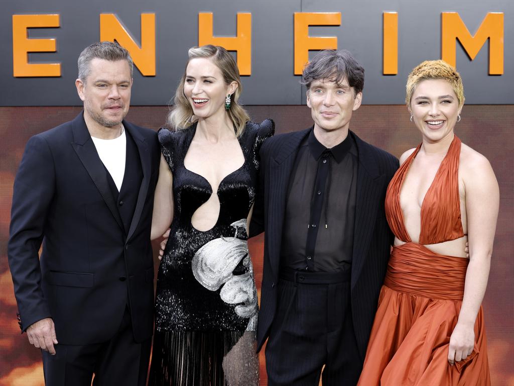 The cast of Oppenheimer, including Matt Damon, Emily Blunt, Cillian Murphy and Florence Pugh walked out of their film’s premiere after the strike was called. Picture: Getty Images