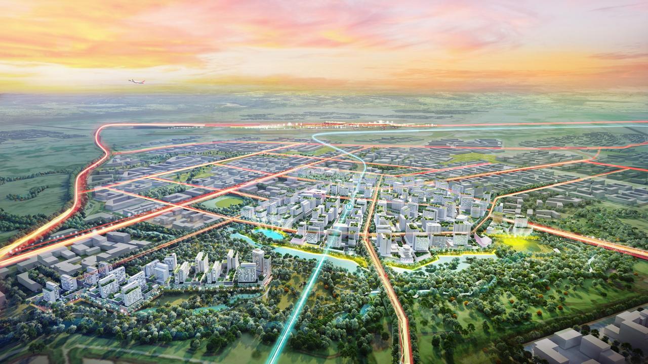 An early render of what the aerotropolis was proposed to look like. Picture: Supplied