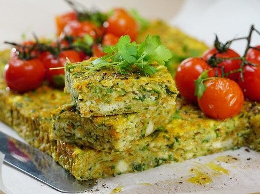 Zucchini and sweet potato slice.