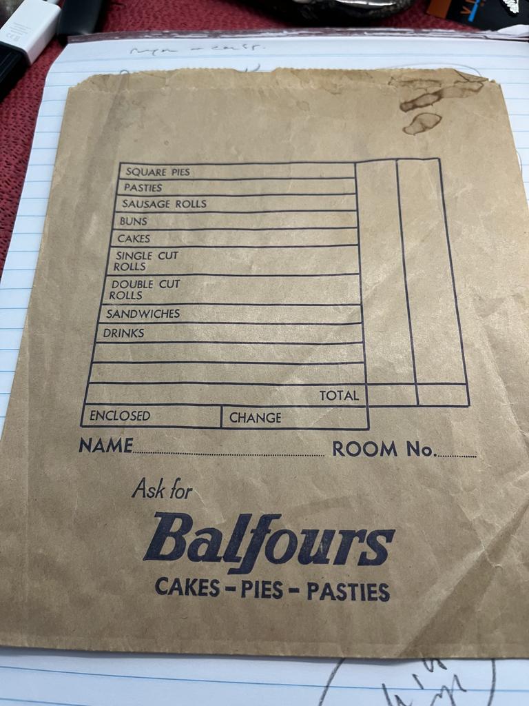 The brown paper lunch bag we used to have for the canteen in Adelaide / SA. Supplied