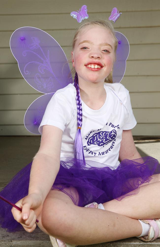 Charlotte Robertson wears purple for Make March Purple to raise awareness for epilepsy. Picture: Alan Barber