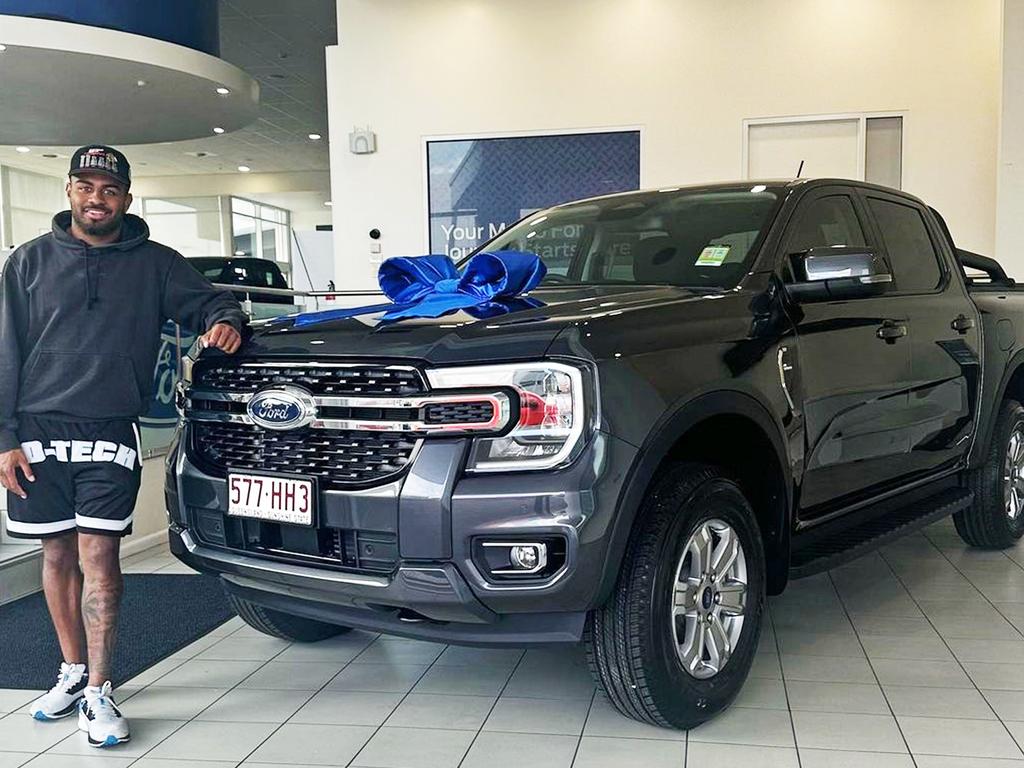 Mam with his Ford, which was involved in the crash. Picture: Supplied