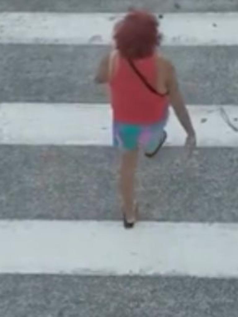 The woman can be seen walking across a pedestrian crossing. Picture: Instagram