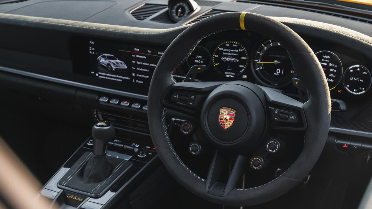 The GT3 RS cabin is trimmed with suede-like motorsport material.