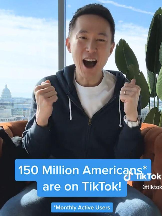 Shou Zi Chew, TikTok’s chief executive, addressed users with a video on the app. Picture: TikTok/The Times