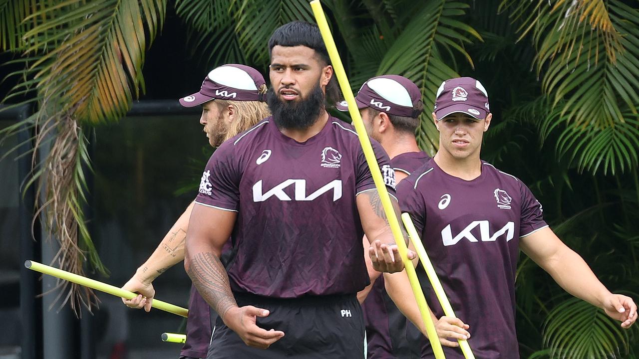 Payne Haas at Brisbane Broncos training in Red Hill under new coach Michael Maguire. Picture: Liam Kidston