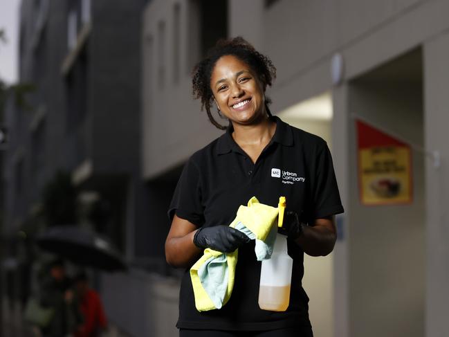 Cleaner Veruska Benefito works Monday to Friday and earns between $40 to $55 per hour. Picture: Jonathan Ng