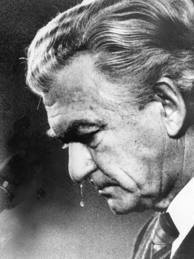 Prime Minister Bob Hawke cries over the Tiananmen Square massacre in China.