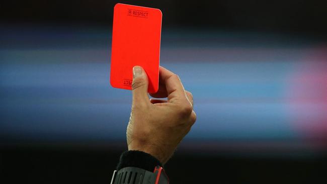 A red card.