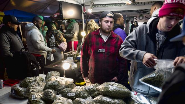 A marijuana farmers market in Adelanto in 2018. Picture: AP