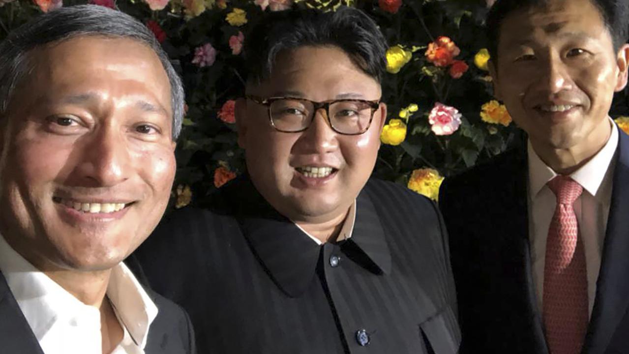 Kim Jong-un posing for a smiling selfie in Singapore — an image that jars with the grim reality of life in North Korea. Pic; AFP/Twitter