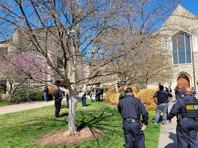 Officers responding to a shooting at Covenant School, Covenant Presbyterian Church, in Nashville, Tennessee. Picture: AFP