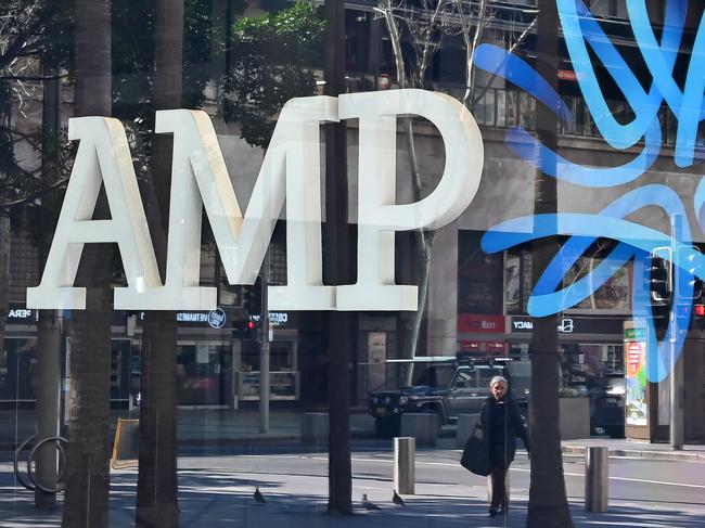 SYDNEY, AUSTRALIA - NewsWire Photos AUGUST 24, 2020: An AMP logo is reflected in a window in Sydney. Picture: NCA NewsWire / Steven Saphore