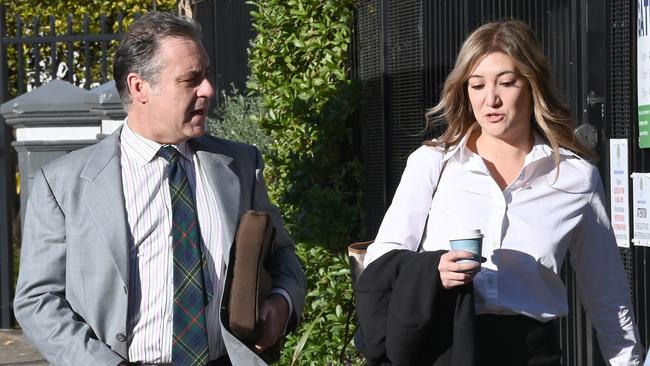 Former Channel 7 host Andrew O'Keefe with his lawyer Sharon Ramsden, during a previous appearance at Waverley Court in Sydney for unrelated matters. Picture: NCA NewsWire / Jeremy Piper