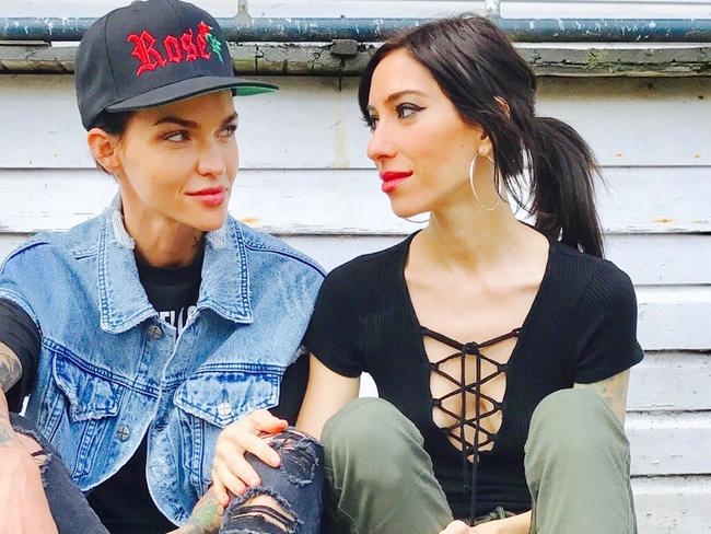 Ruby Rose and Jessica Origliasso of the Veronicas on the set of the video On Your Side