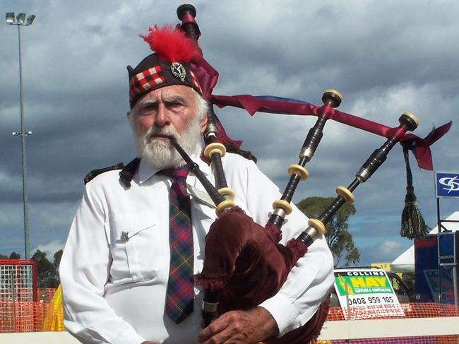 Lionel Devine playing bagpipes (Photo: Neil Burley)